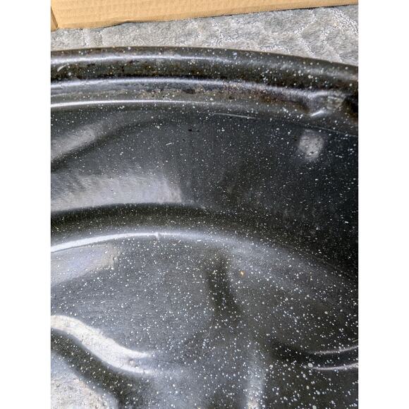 GHC Enamelware Turkey Roaster Lid 16x12x4 BLACK WHITE SPECK USA - Picture 10 of 14